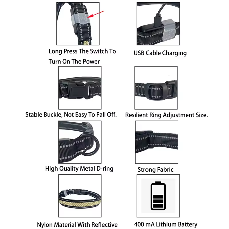 Smart LED Dog Collar – Waterproof, Reflective & App Controlled | Night Safety