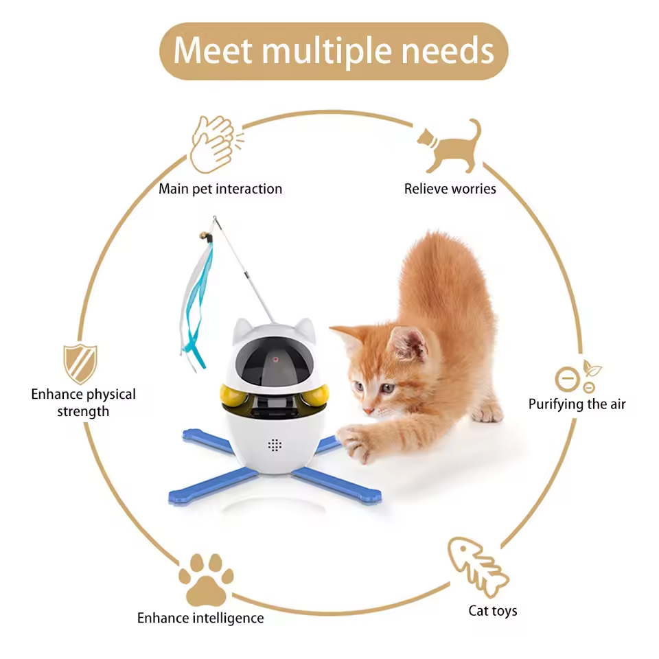 3-in-1 Electric Cat Toy – Interactive Laser, Ball & Feather | Smart Entertainment