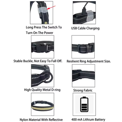 Smart LED Dog Collar – Waterproof, Reflective & App Controlled | Night Safety
